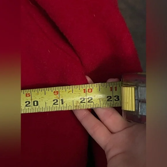 Vintage Long Red Double-Breasted Coat - Picture 8 of 11